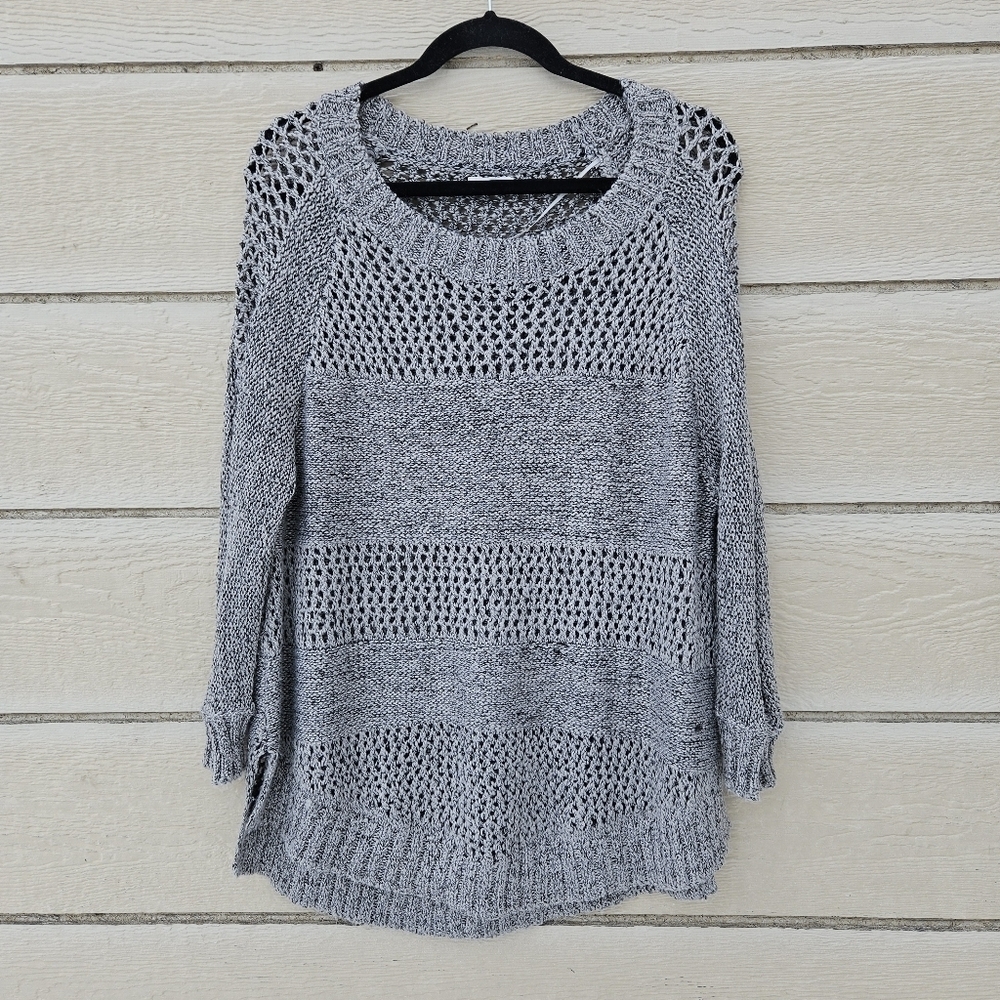 Gentle Fawn gray relaxed fit open knit sweater small